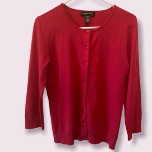 Cable & gauge cardigan in deep red size small